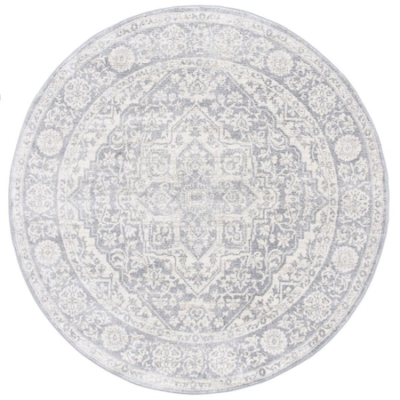 Safavieh 5 x 5 ft. Brentwood Power Loomed Round Area Rug; Light Grey & Ivory BNT832F-5R